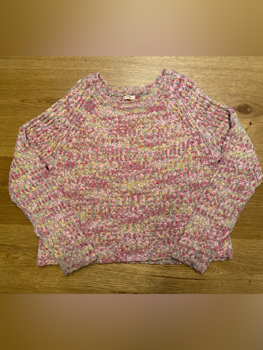 En Crème | Women's Multicolor Knit Crewneck Sweater Pink | Size S